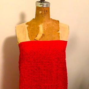 Bows! Fabulous beribboned red taffeta yard goods.